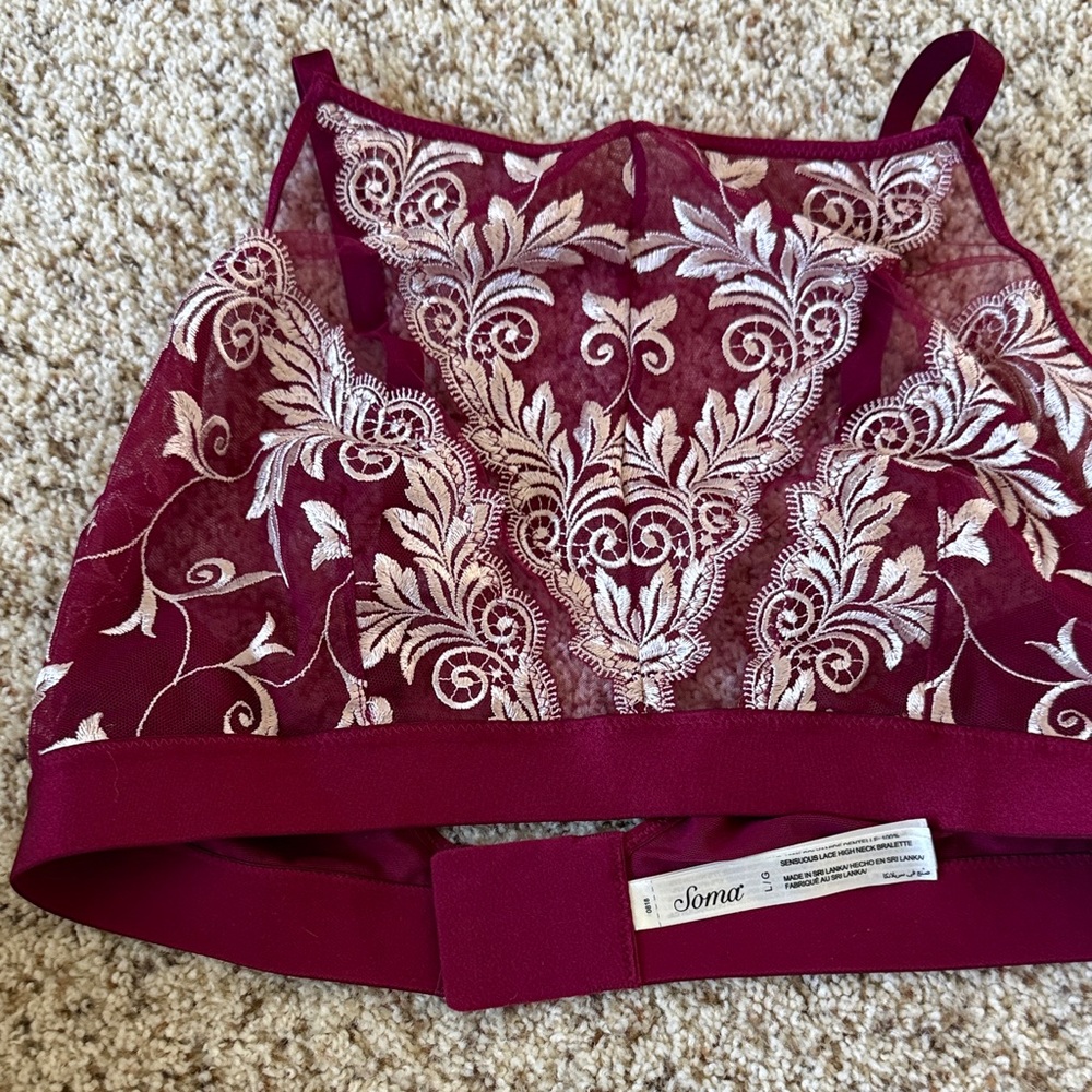 Soma Deep Red Lace Bralette